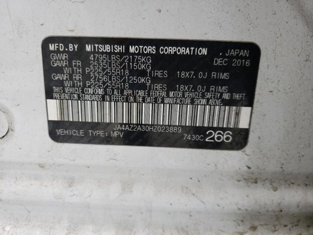 2017 MITSUBISHI OUTLANDER JA4AZ2A30HZ023889