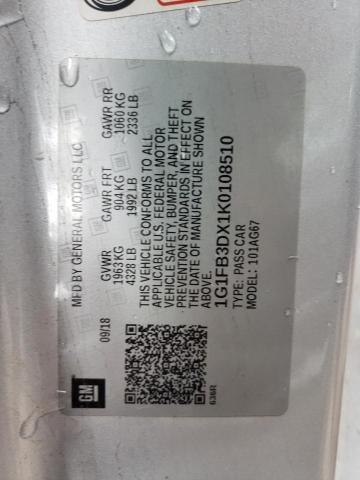 2019 CHEVROLET CAMARO LS - 1G1FB3DX1K0108510