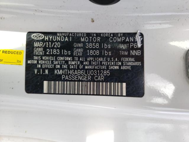 2020 HYUNDAI VELOSTER T KMHTH6AB6LU031285