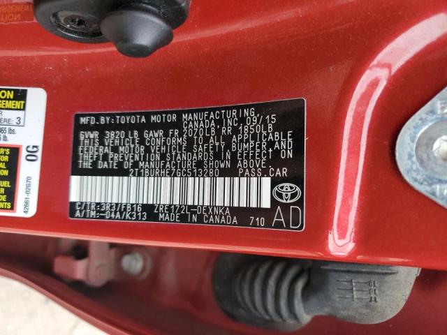 2016 TOYOTA COROLLA L 2T1BURHE7GC513280