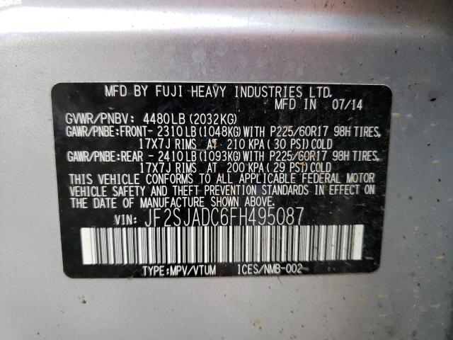 2015 SUBARU FORESTER 2 - JF2SJADC6FH495087