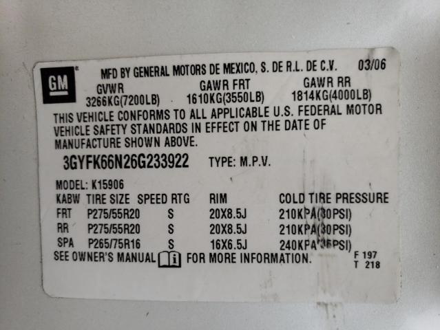 3GYFK66N26G233922 Cadillac ESCALADE ESV