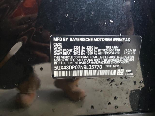 2022 BMW X3 SDRIVE3 5UX43DP02N9L35770