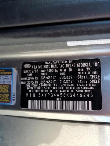 5XYPG4A53KG449245 KIA SORENTO LX