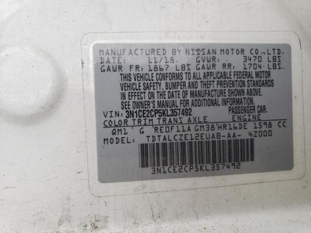 3N1CE2CP5KL357492 Nissan Versa Note S