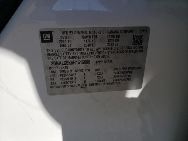 2017 CHEVROLET EQUINOX LT - 2GNALCEK5H1515090