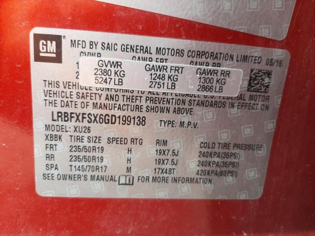 LRBFXFSX6GD199138 Buick Envision Premium