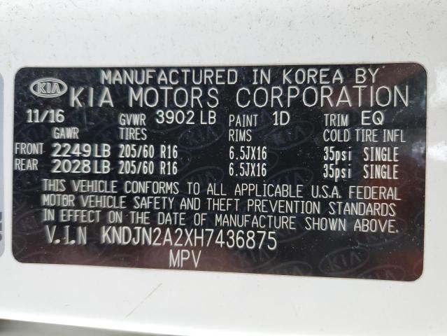 2017 KIA SOUL KNDJN2A2XH7436875