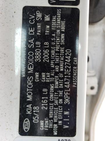 3KPFL4A71JE274420 KIA FORTE LX