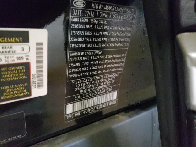 2016 LAND ROVER RANGE ROVE SALGS2EF5GA281310