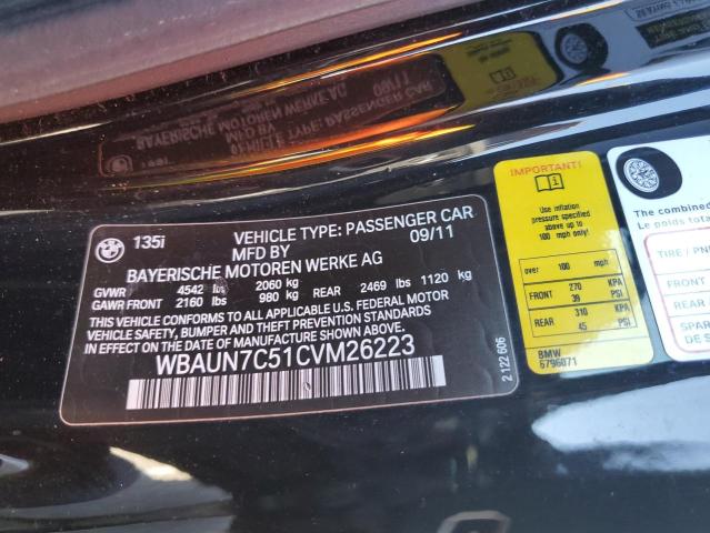 WBAUN7C51CVM26223 BMW 135 I