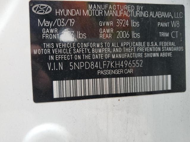 2019 HYUNDAI ELANTRA SE 5NPD84LF7KH496552
