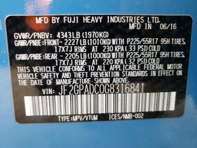 JF2GPADC0G8316841 Subaru Crosstrek