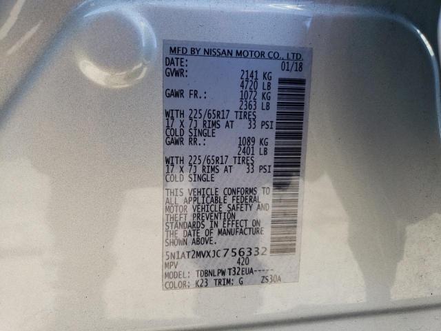 5N1AT2MVXJC756332 Nissan ROGUE S