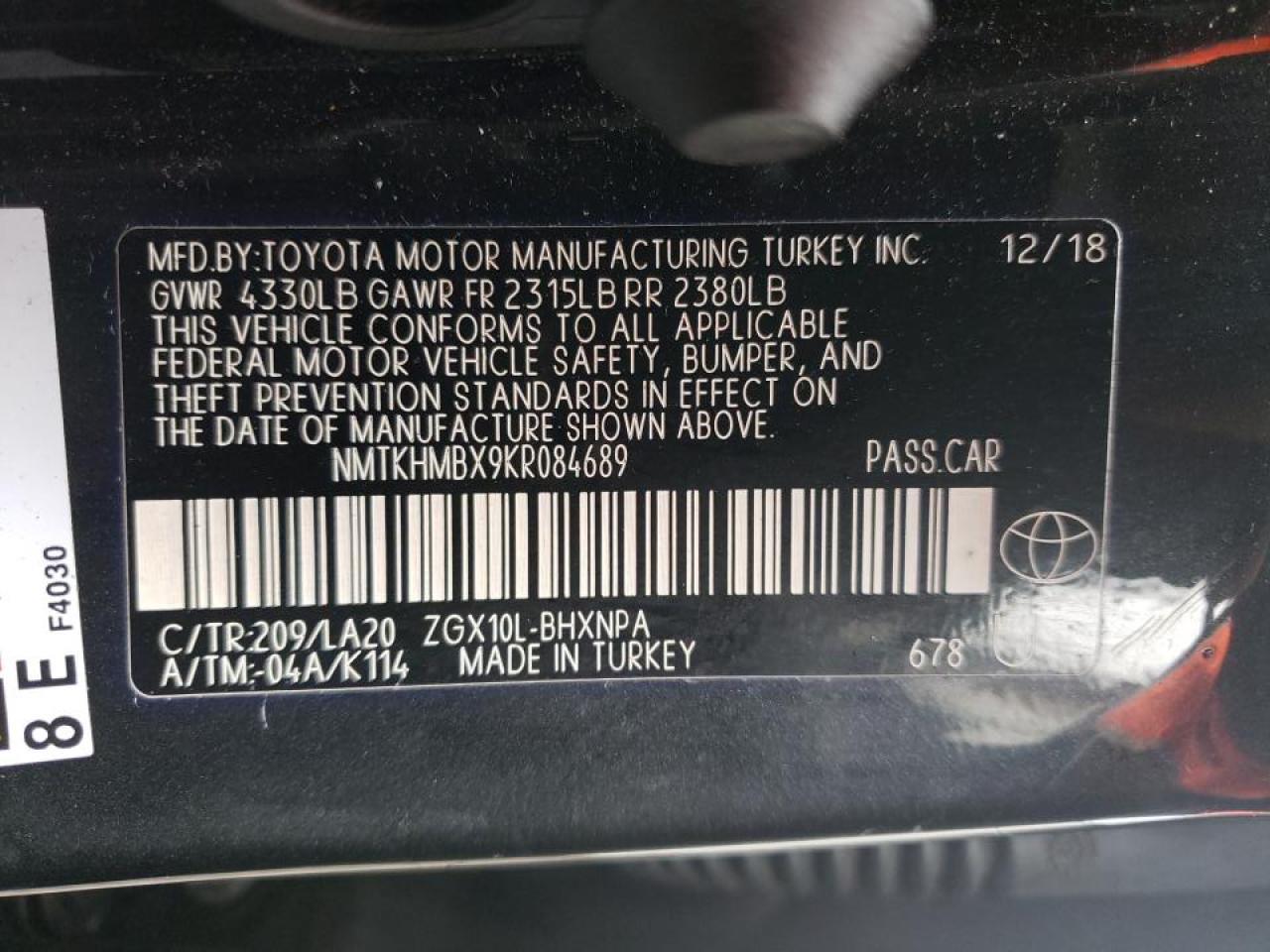 NMTKHMBX9KR084689 2019 Toyota C-Hr Xle