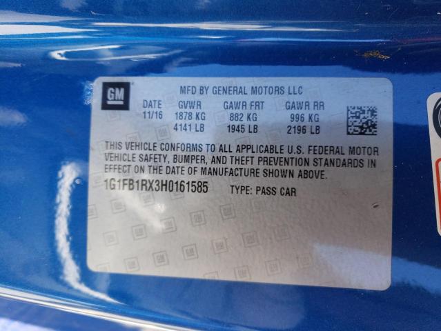 2017 CHEVROLET CAMARO LT 1G1FB1RX3H0161585