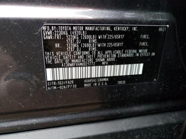 2021 TOYOTA RAV4 XLE 4T3RWRFV4MU021772