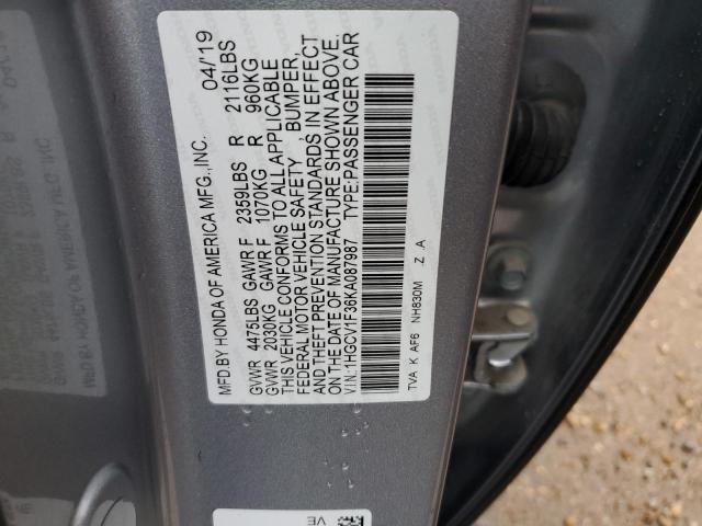 2019 HONDA ACCORD SPO 1HGCV1F36KA087987