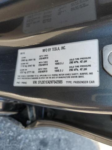 5YJ3E1EA2KF542985 Tesla MODEL 3