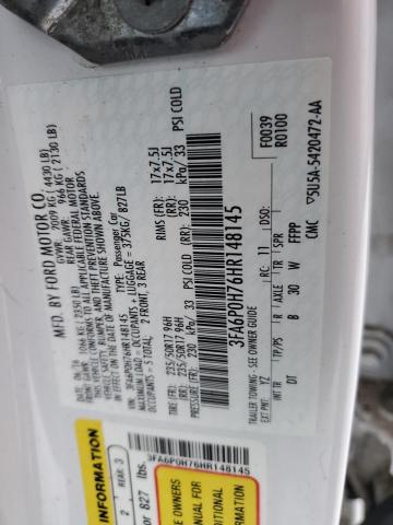 2017 FORD FUSION SE 3FA6P0H76HR148145