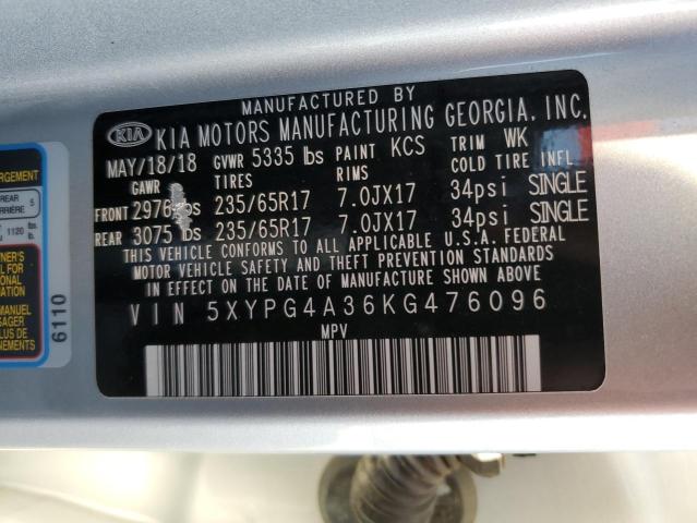 5XYPG4A36KG476096 KIA SORENTO L