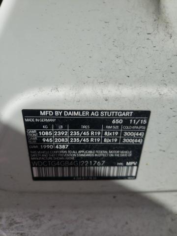 WDCTG4GB4GJ221767 Mercedes-Benz Gla 250 4matic