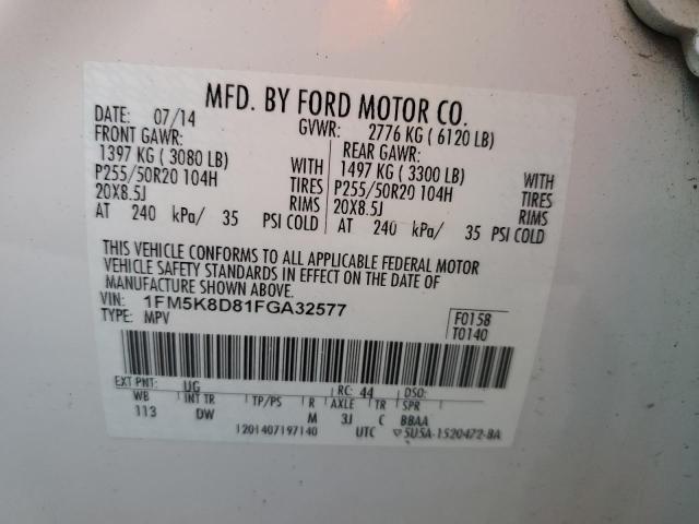 2015 FORD EXPLORER X 1FM5K8D81FGA32577