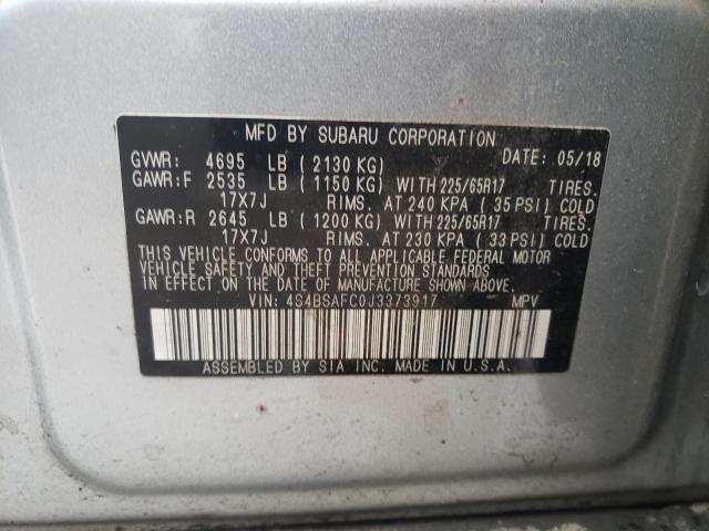 2018 SUBARU OUTBACK 2. 4S4BSAFC0J3373917