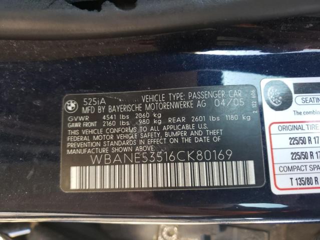 WBANE53516CK80169 BMW 525 I