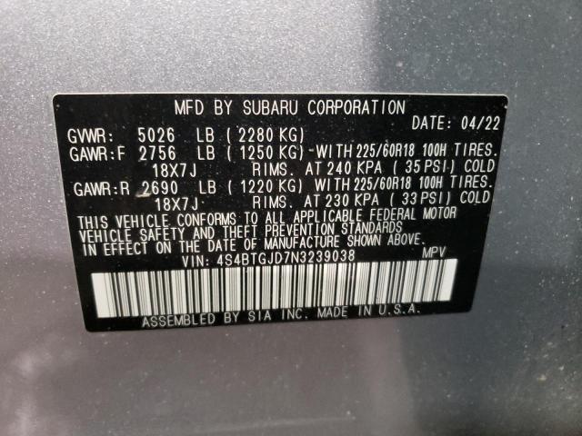 2022 SUBARU OUTBACK ON 4S4BTGJD7N3239038