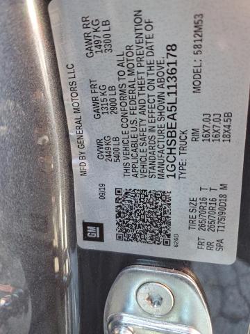 2020 CHEVROLET COLORADO 1GCHSBEA5L1136178