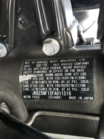 2015 KAWASAKI ZX1400 F JKBZXNF12FA011218