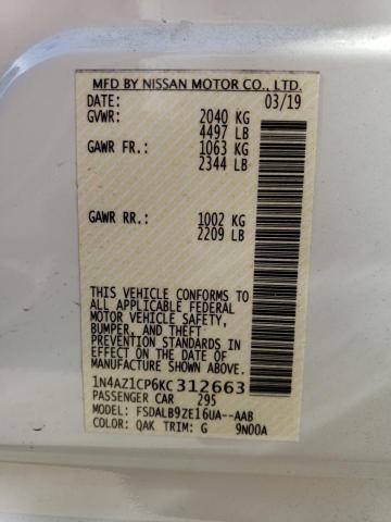 2019 NISSAN LEAF S 1N4AZ1CP6KC312663