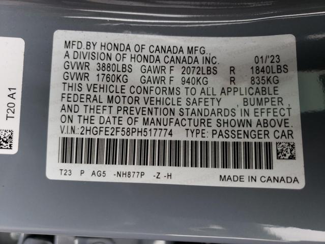 2023 HONDA CIVIC SPOR 2HGFE2F58PH517774