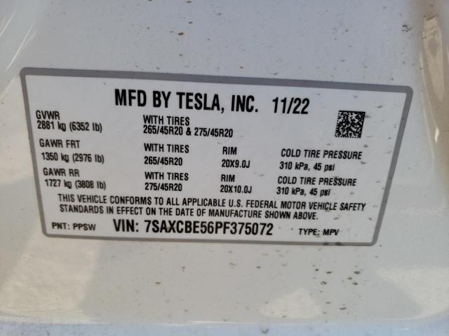 7SAXCBE56PF375072 Tesla MODEL X