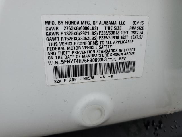 2015 HONDA PILOT EXLN 5FNYF4H76FB069053