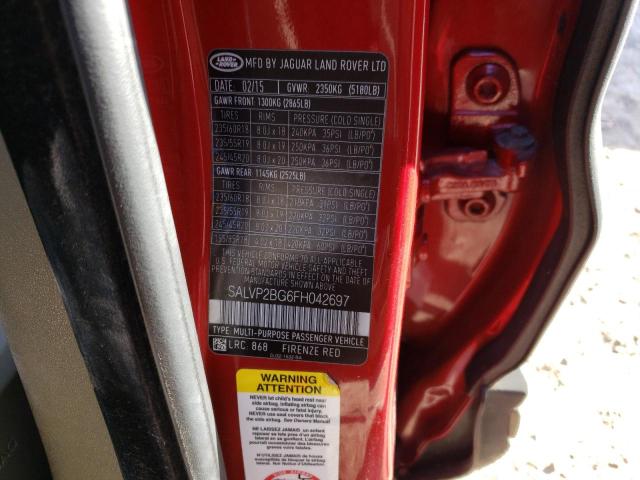 2015 LAND ROVER RANGE ROVE SALVP2BG6FH042697