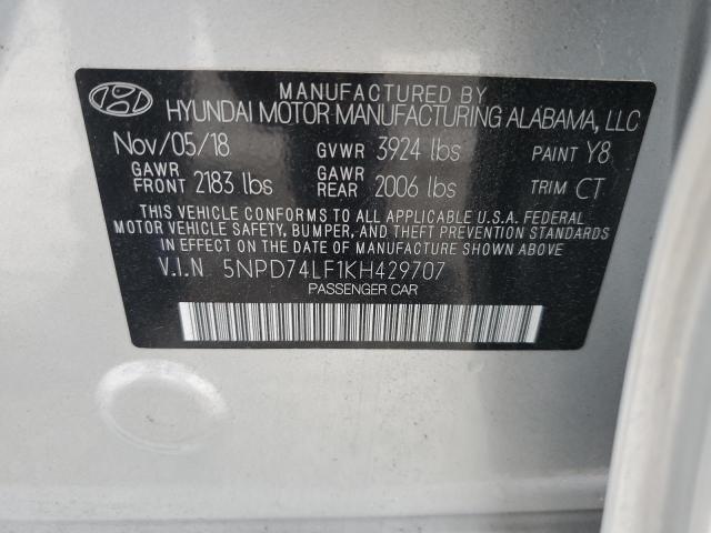 2019 HYUNDAI ELANTRA SE 5NPD74LF1KH429707