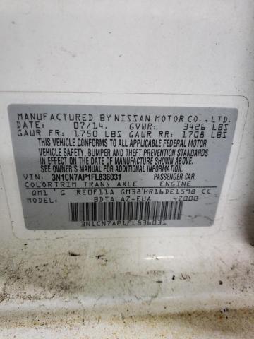 2015 NISSAN VERSA S 3N1CN7AP1FL836031