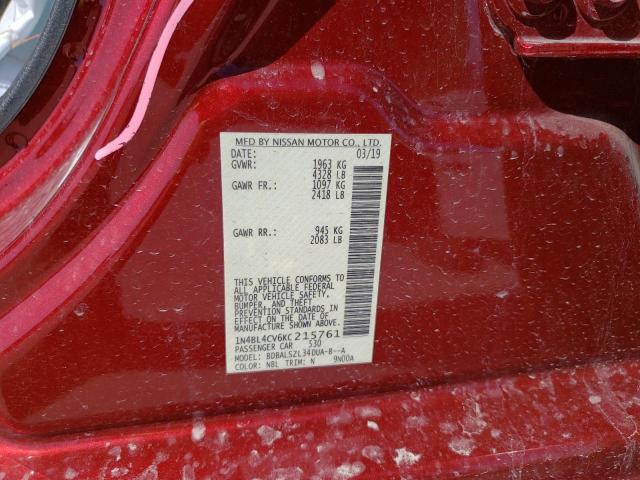2019 NISSAN ALTIMA SR 1N4BL4CV6KC215761
