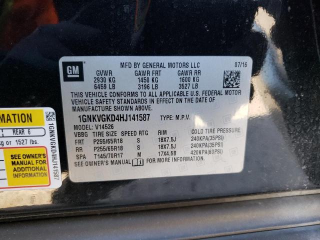 2017 CHEVROLET TRAVERSE L 1GNKVGKD4HJ141587
