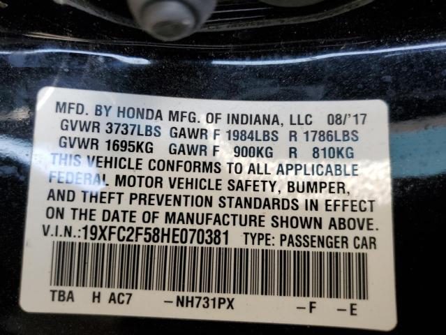 2017 HONDA CIVIC LX 19XFC2F58HE070381