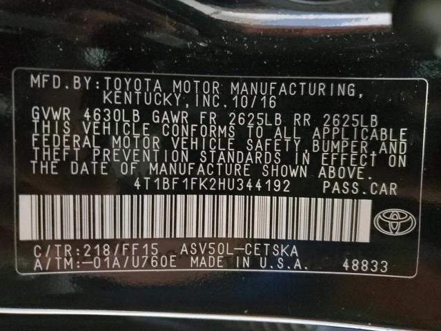 2017 TOYOTA CAMRY LE 4T1BF1FK2HU344192