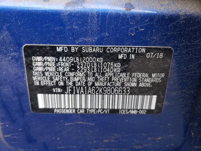 JF1VA1A62K9806633 Subaru WRX