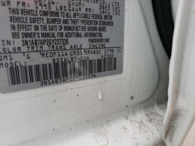 2016 NISSAN SENTRA S 3N1AB7AP2GY237336