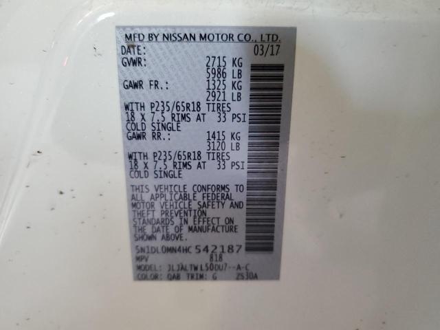 2017 INFINITI QX60 5N1DL0MN4HC542187