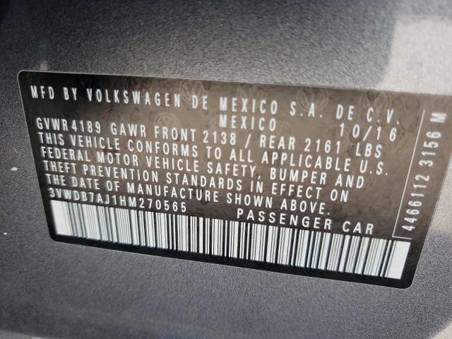 2017 VOLKSWAGEN JETTA SE 3VWDB7AJ1HM270565