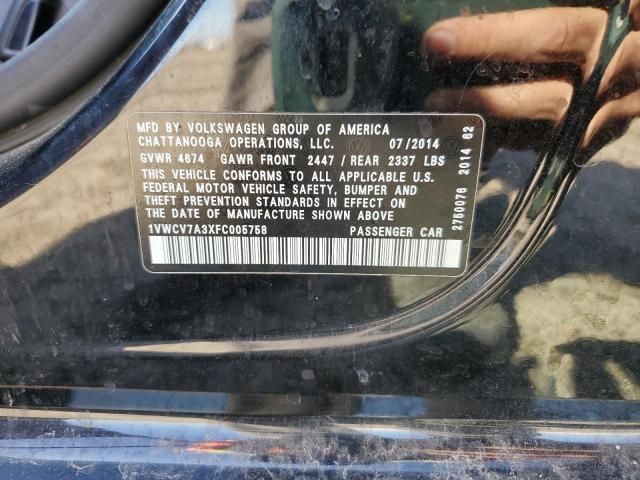 2015 VOLKSWAGEN PASSAT SEL - 1VWCV7A3XFC005758