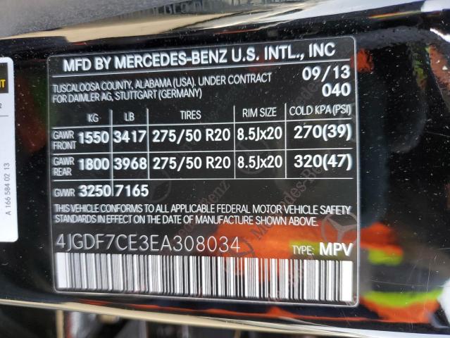 4JGDF7CE3EA308034 Mercedes-Benz Gl 450 4matic