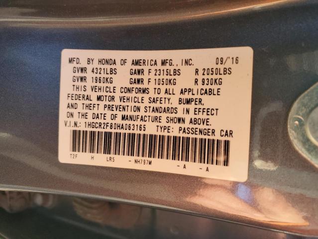 2017 HONDA ACCORD EXL - 1HGCR2F80HA063165